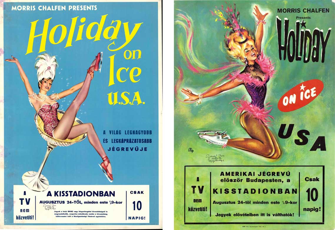 A Holiday On Ice produkció 1967-es és magyarországi plakátjai. Forrás: Magyar Cirkuszművészeti Múzeum, Könyvtár és Archívum