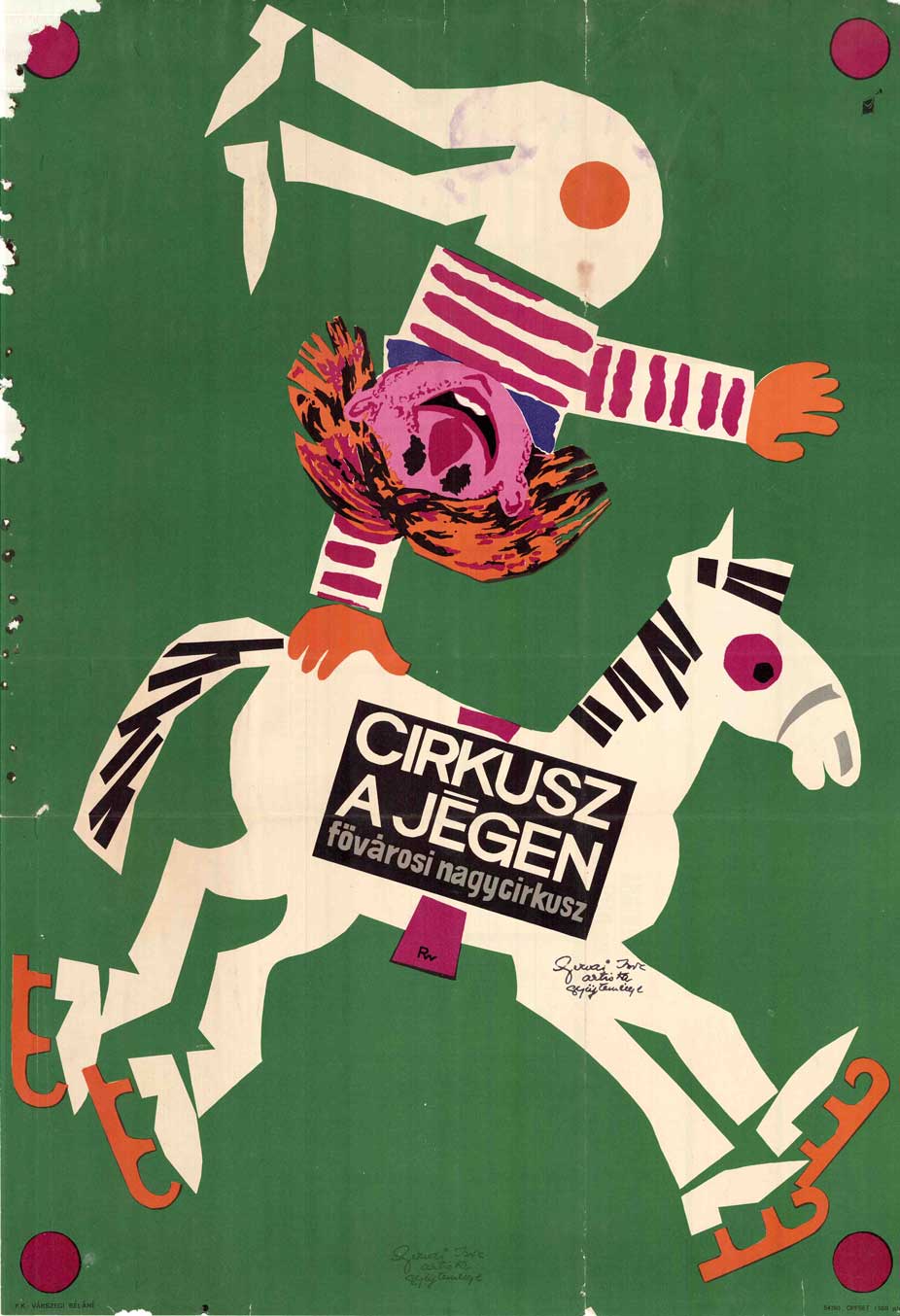 Wigner Judit Cirkusz a jégen című produkcióhoz készített plakátja, 1966.